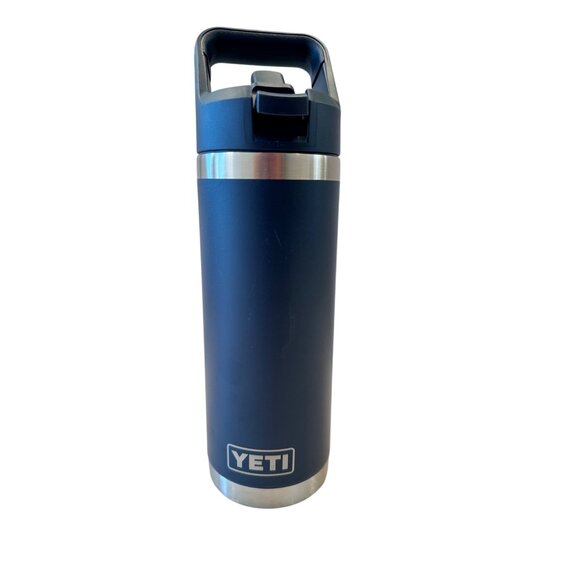 Yeti Rambler 18 oz Water Bottle Straw Lid Top Blue NWOT Two Straws - Picture 3 of 10
